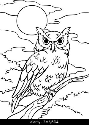 Page de coloriage Owl pour enfants Illustration de Vecteur