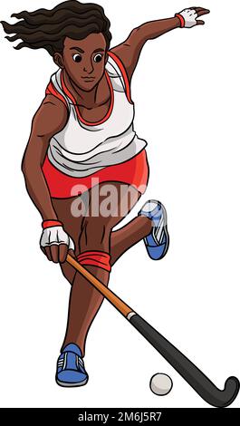 Illustration de la partie de couleur du dessin animé de hockey sur gazon Illustration de Vecteur