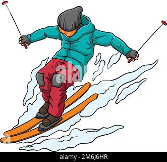 Dessin d'une falaise de couleur pour le ski alpin Illustration de Vecteur