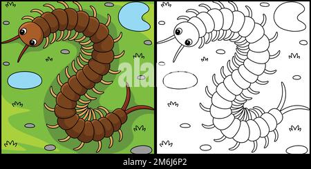 Illustration de la page de coloriage animal de Centipede Illustration de Vecteur