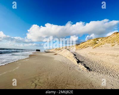 Plage de sable sur la mer du Nord danoise Banque D'Images