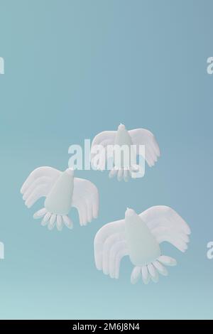 rendu 3d, illustration 3d. Oiseau blanc colombe de la paix. Banque D'Images