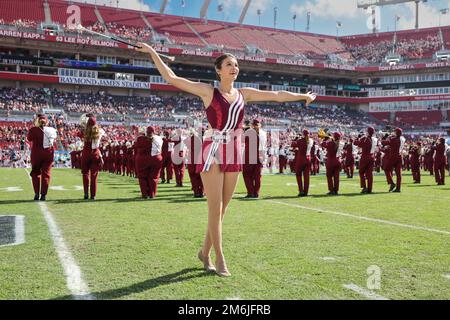 Tampa FL USA; Mississippi State Bulldogs Marching Band et batons twirlers divertir la foule pendant le match de RéliaQuest Bowl contre l'Illinois Fi Banque D'Images