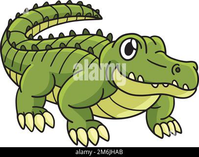 Crocodile Marine Animal Cartoon couleur Clipart Illustration de Vecteur
