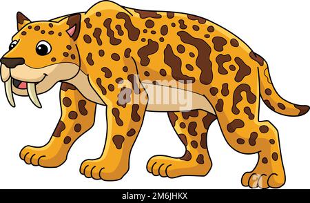 Dessin animé Smilodon Animal Clipart coloré Illustration de Vecteur