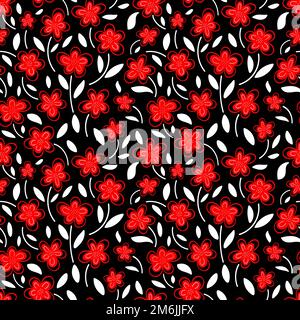 Fleurs rouges sur fond noir Banque D'Images