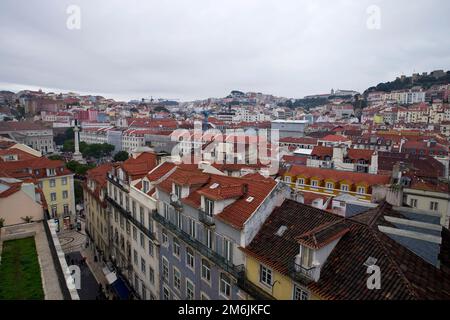 Lisbonne, vue depuis le sommet de l'ascenseur de Santa Justa Banque D'Images