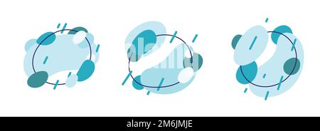 Ensemble d'éléments de cercle graphique abstrait. Dynamique autour des formes et de la ligne. Fond d'eau liquide. Illustration vectorielle plate Illustration de Vecteur
