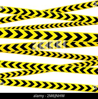Jeu de ruban d'avertissement croisé. Bandes d'avertissement jaunes et noires. Constructions répétées, danger, danger selloformes. Zones de restriction et d'interdiction Illustration de Vecteur