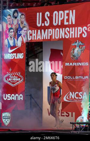 Les femmes Freestyle Wrestlers affectées au Programme des athlètes de classe mondiale, fort Carson, Colorado, concourent aux États-Unis en 2022 Ouvert, Las Vegas, Nevada, 29 avril 2022. L'équipe féminine de lutte Freestyle a été nommée championne de l'équipe nationale de la Division II en 2022. Banque D'Images