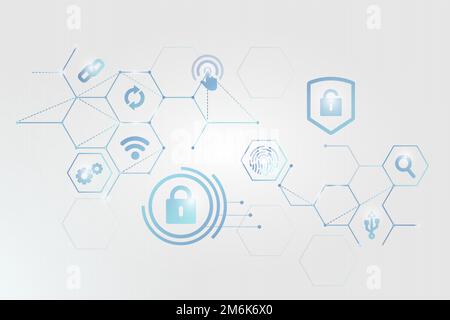 Vecteur d'arrière-plan des icônes du système de sécurité informatique Illustration de Vecteur