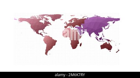 Carte du monde colorée. Projection équirectangulaire. Illustration vectorielle éminente. Illustration de Vecteur