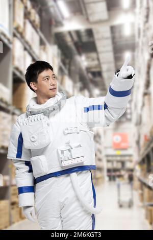 Les astronautes masculins d'âge moyen Banque D'Images