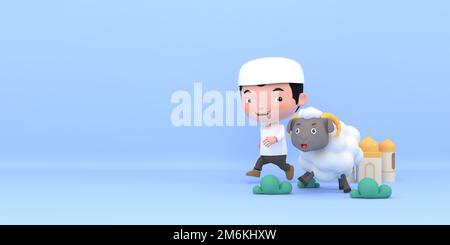 Les fêtes officielles de l'EID al-Adha qui sont célébrées au sein de l'Islam. 3D illustrateur d'Eid al-Adha Banque D'Images