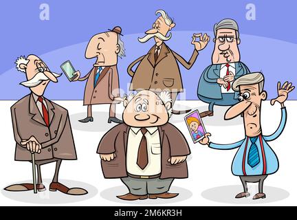 Groupe de personnages aînés ou aînés de dessin animé Banque D'Images