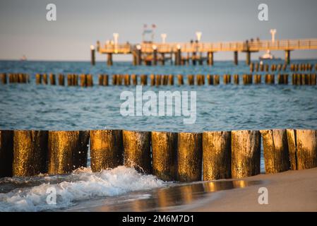 Sondages Breakwater sur la plage de la mer baltique de Kühlungsborn Banque D'Images