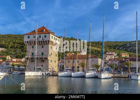 Tour quadrangular, Marina, Croatie Banque D'Images