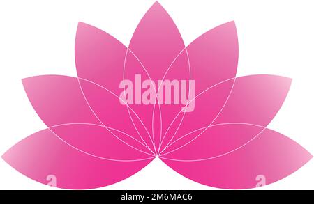 Fleur de Lotus rose – dégradé de couleur chaque feuille – icône vectorielle – illustration vectorielle Illustration de Vecteur