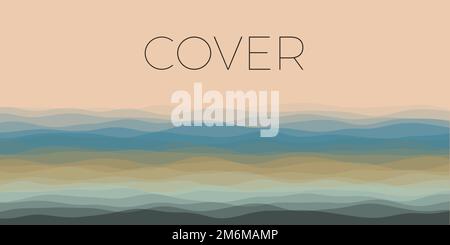 Les vagues abstraites couvrent. Fond horizontal avec courbes en bleu et vert. Illustration vectorielle élégante. Illustration de Vecteur