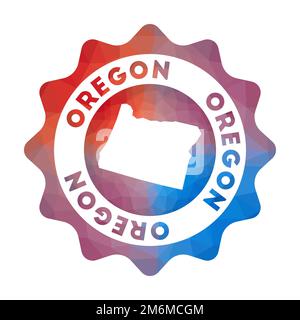 Logo Oregon Low poly. Logo coloré de voyage dégradé de l'état américain dans un style géométrique. Illustration de Vecteur