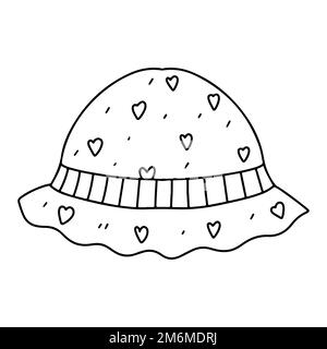 Chapeau de soleil avec coeurs en forme de doodle dessiné à la main. Illustration vectorielle sur fond blanc Illustration de Vecteur