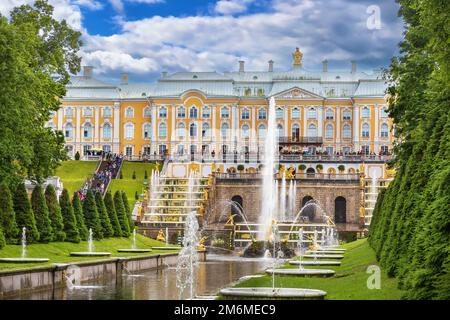 Grand Cascade, Peterhof, Russie Banque D'Images