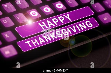 Légende du texte présentant Happy Thanksgiving. Business Approach Harvest Festival fête nationale célébrée en novembre Banque D'Images