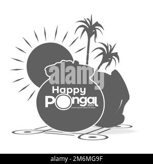 Illustration du Happy Pongal Festival de Tamil Nadu Sud de l'Inde. peut être utilisé pour les publicités, les offres, les bannières, les affiches. Illustration de Vecteur