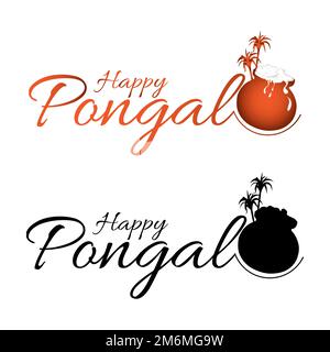 Ensemble de typographie de texte Happy Pongal Design. Illustration vectorielle Illustration de Vecteur