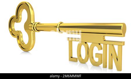Touche d'or avec mot de connexion Banque D'Images