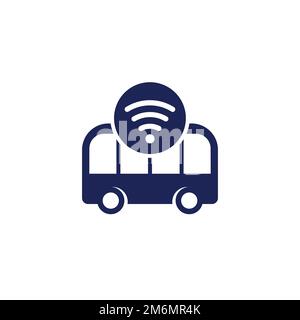 icône de bus-navette autonome en blanc Illustration de Vecteur