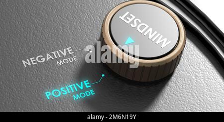 Tourner un bouton vers l'état d'esprit positif Banque D'Images