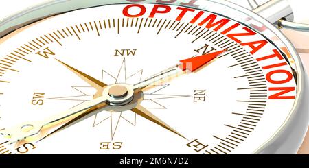Boussole métallique avec mot d'optimisation Banque D'Images