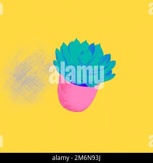 Plante à la maison succulente dans un pot. rendu 3d, illustration 3d. Banque D'Images