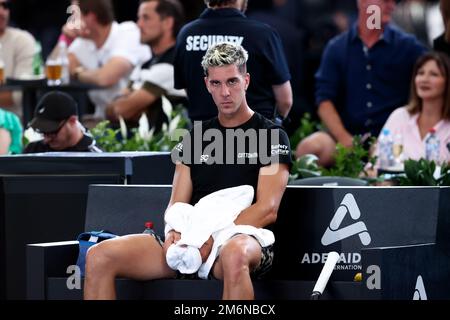 Adélaïde, Australie, 5 janvier 2023. Thanasi Kokkinakis d'Australie pendant le match de tennis international d'Adélaïde entre Jannik sinner d'Italie et Thanasi Kokkinakis d'Australie à Memorial Drive sur 05 janvier 2023 à Adélaïde, en Australie. Crédit : Peter Mundy/Speed Media/Alay Live News Banque D'Images