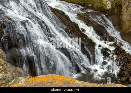 Avis de Gibbon falls in Yellowstone Banque D'Images