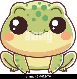 Bébé grenouille souriant dans un style kawaii Illustration de Vecteur