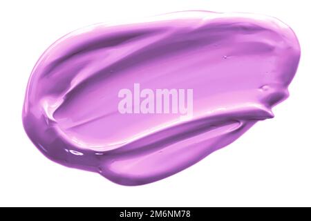 Nuance de beauté, soin de la peau et maquillage violet pastel échantillon de produit cosmétique texture isolée sur fond blanc, taches de maquillage, c Banque D'Images