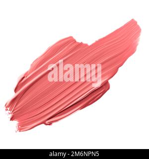 Nuance de beauté corail pastel, soin de la peau et maquillage, échantillon de produit cosmétique texture isolée sur fond blanc, maculage, cr Banque D'Images