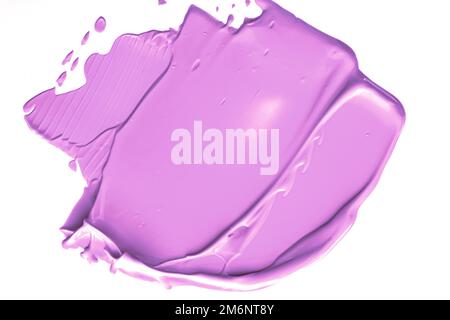 Nuance de beauté, soin de la peau et maquillage violet pastel échantillon de produit cosmétique texture isolée sur fond blanc, taches de maquillage, c Banque D'Images