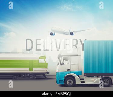 Livraison et transport de marchandises, concept mondial de transport de marchandises. transport de marchandises dans le monde entier Banque D'Images