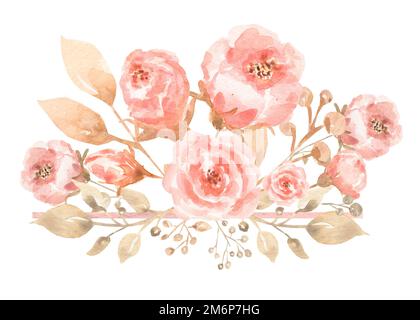 Aquarelle peinte composition du bouquet de fleurs dans des couleurs pastel délicates. Élément pour la conception. Carte de vœux. Saint-Valentin, Fête des mères, mariage Banque D'Images