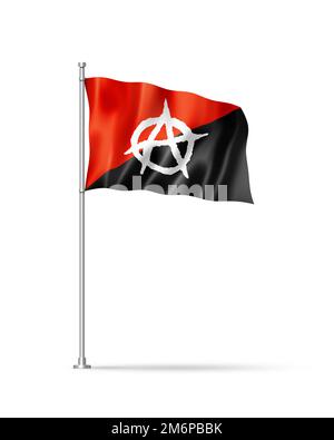 Drapeau anarchie isolé sur blanc Banque D'Images