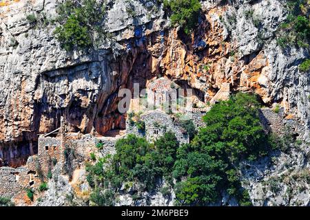 Philosophos ancien monastère près de Dimitsana en Arcadie, Péloponnèse, Grèce. Banque D'Images