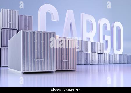 Transport de fret industriel fret conteneurs métalliques pour le transport, importation logistique d'exportation, isolés sur fond léger. Commerce d'importation à l'exportation 3D Banque D'Images