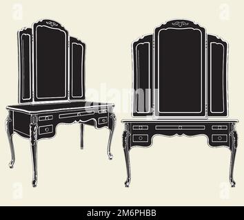 Miroir antique Commode Vector Illustration de Vecteur