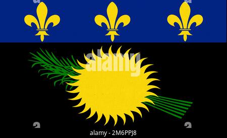 Drapeau de la Guadeloupe. drapeau du pays insulaire sur la surface du tissu. Pays insulaire dans l'océan Atlantique Banque D'Images