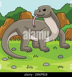 Illustration du dessin animé de couleur animale du dragon Komodo Illustration de Vecteur