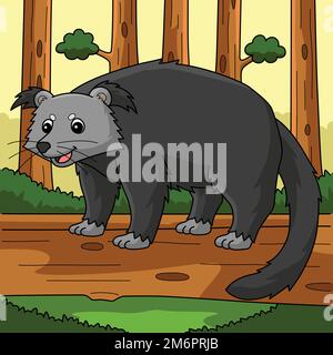 Illustration de dessin animé de couleur animale binturong Illustration de Vecteur