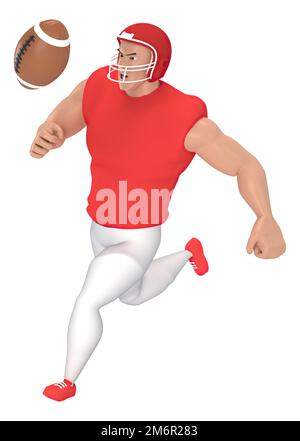 Personnages de sport isométriques joueurs de football américain . 3D rendu des joueurs de football. Banque D'Images